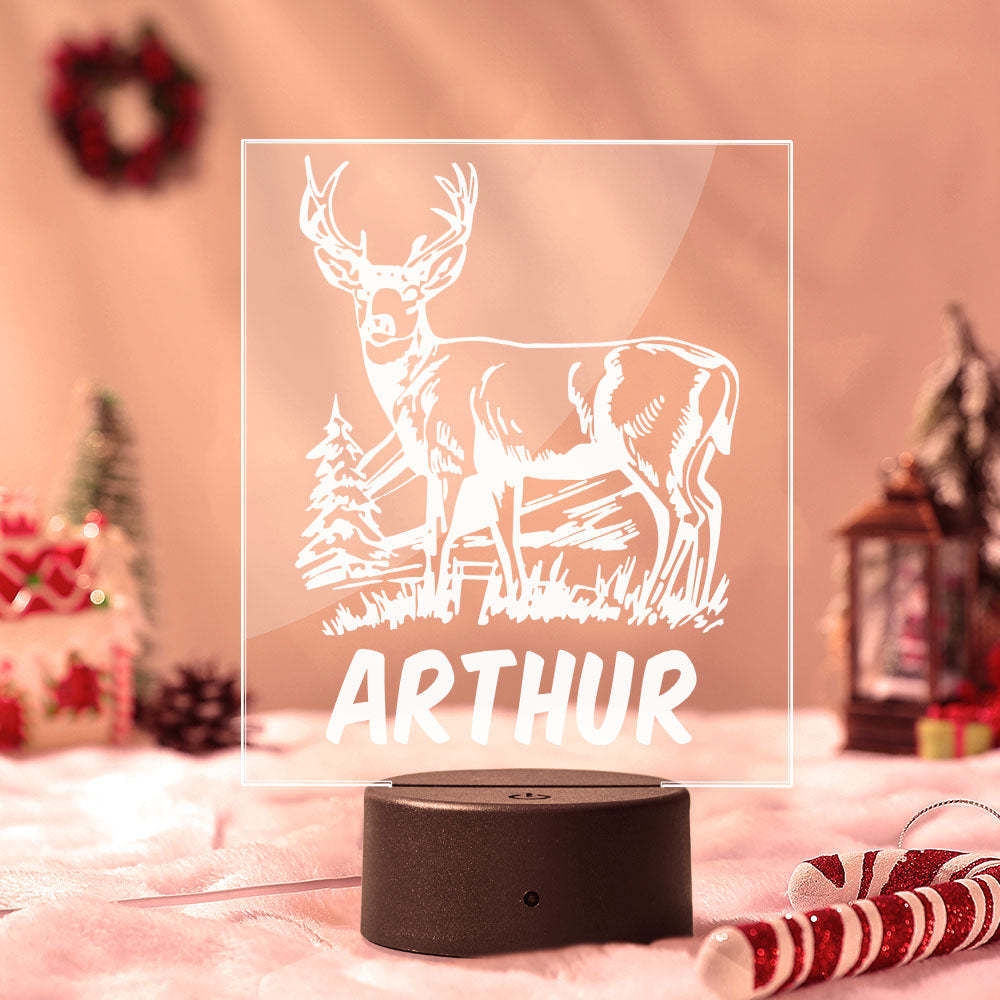 Christmas Elk Custom Name Night Lamp For Kids Christmas Gift Party Decoration - photomoonlampau
