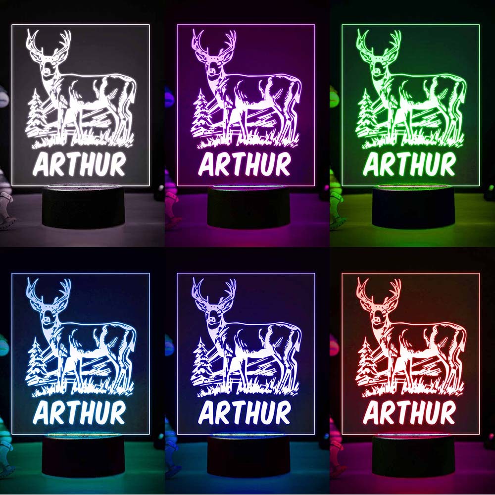 Christmas Elk Custom Name Night Lamp For Kids Christmas Gift Party Decoration - photomoonlampau