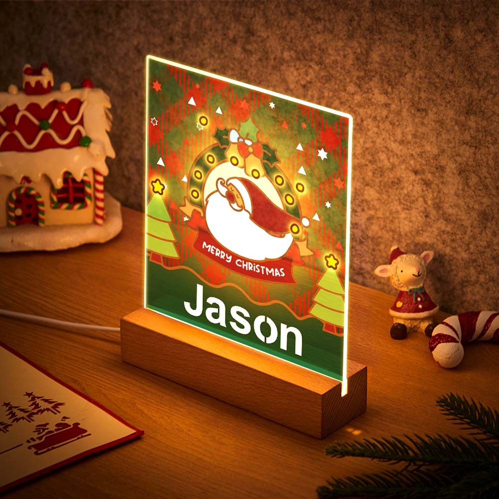 Santa Claus Kids Custom Night Light Name Sign For Christmas Party Decoration - photomoonlampau