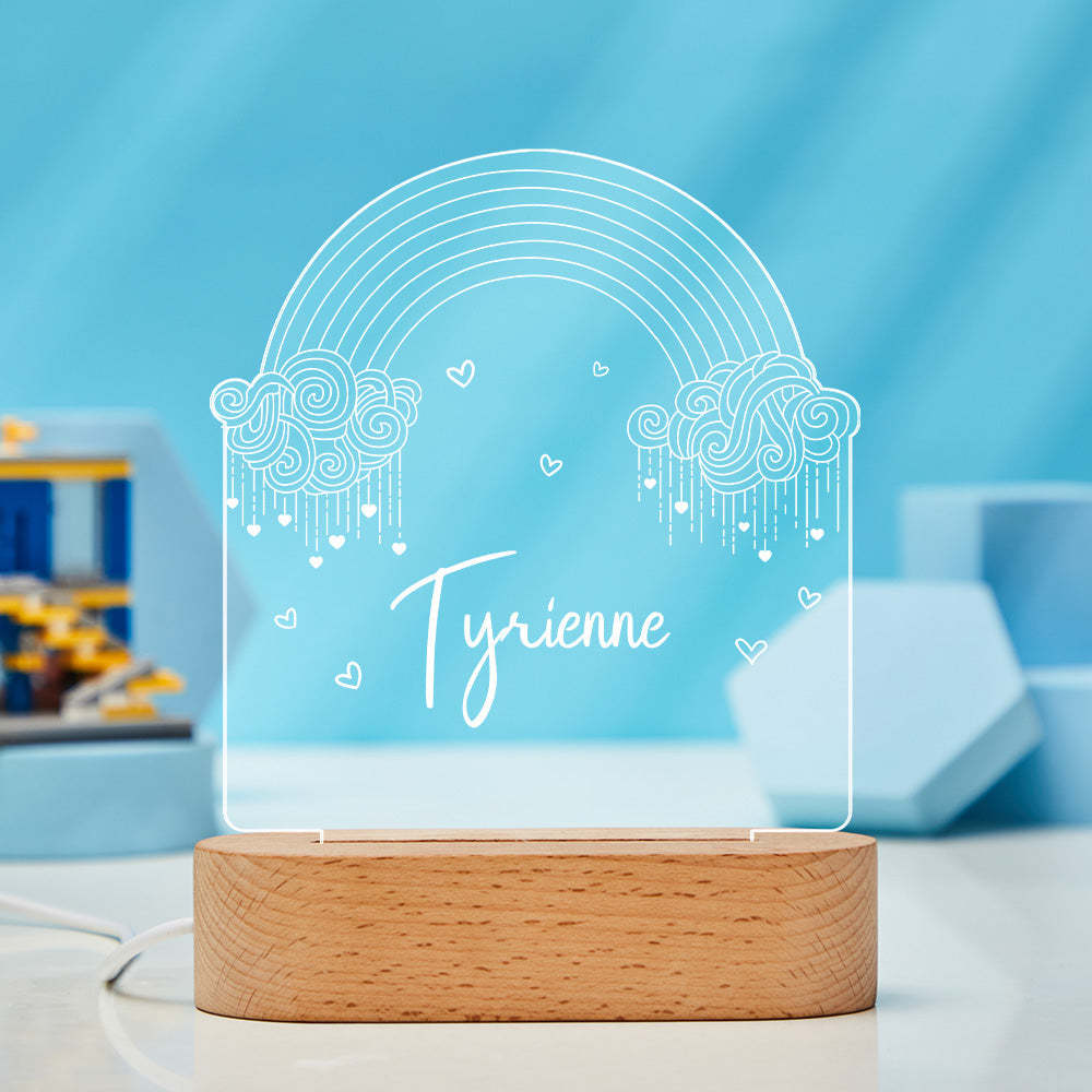Personalised Night Light Rainbow and Clouds LED for Children Bedroom Decor - photomoonlampau