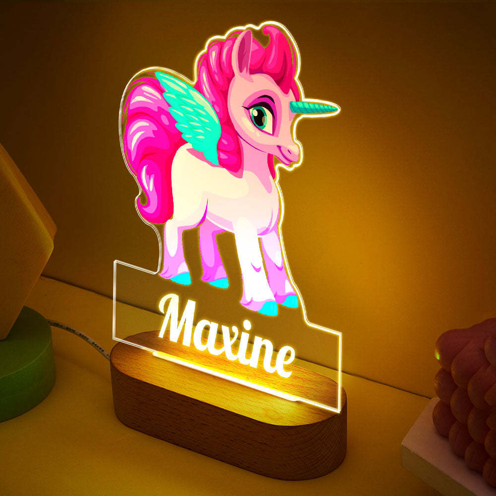 Personalised with Pink Hair Unicorn Custom Name Night Lamp for Party Room Decor - photomoonlampau
