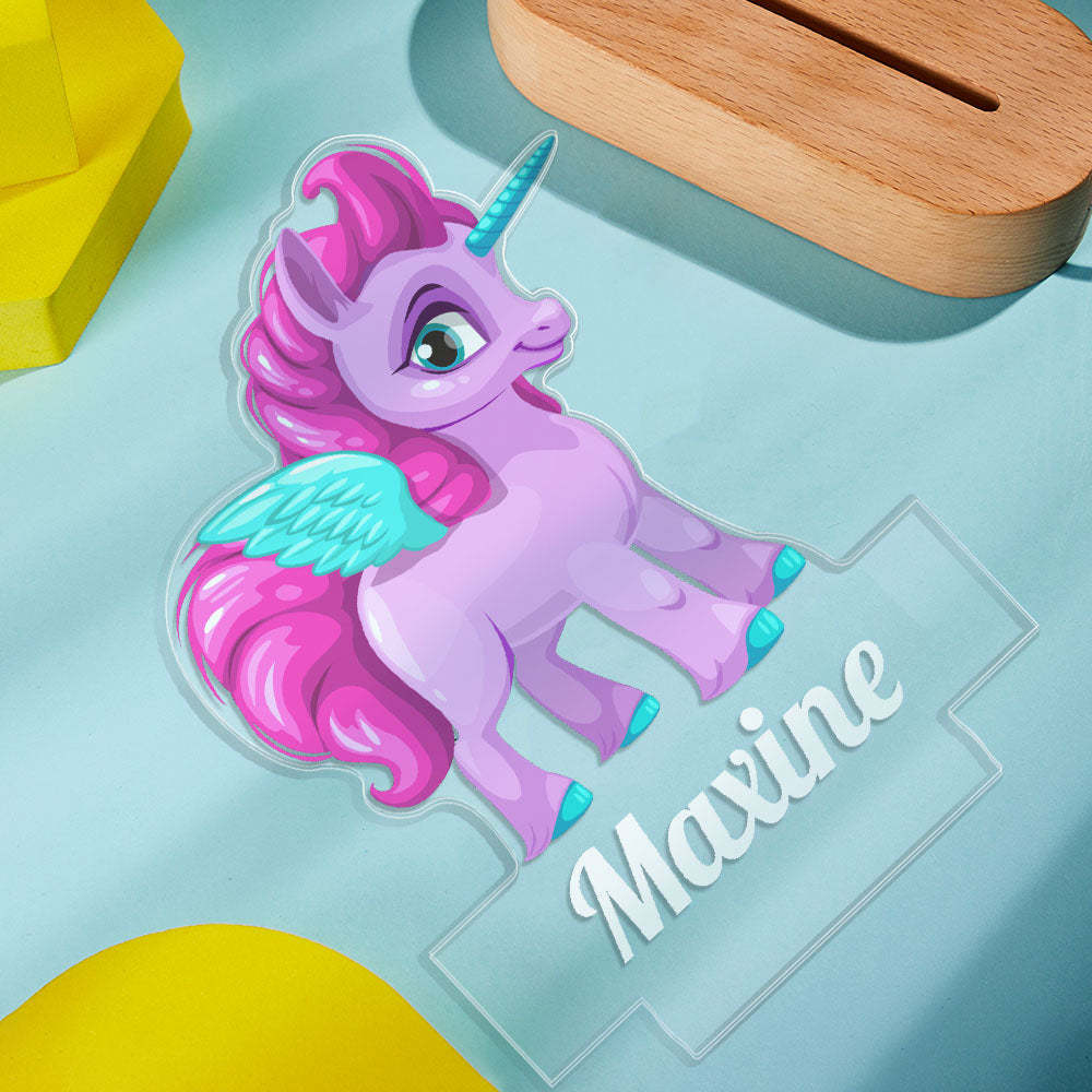 Personalised with Pink Hair Unicorn Custom Name Night Lamp for Party Room Decor - photomoonlampau