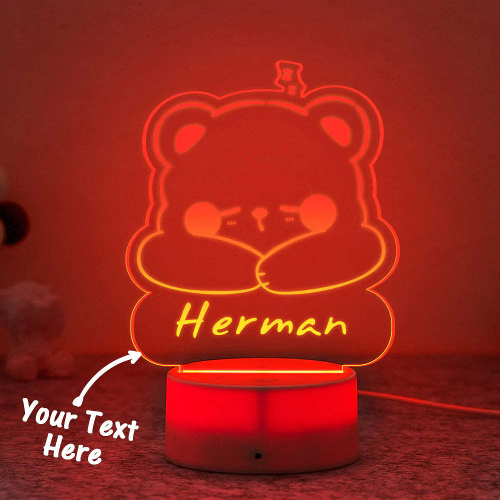 Custom Engraved Sleeping Bear LED Night Light Personalised Name Lamp Creative Gift - photomoonlampau