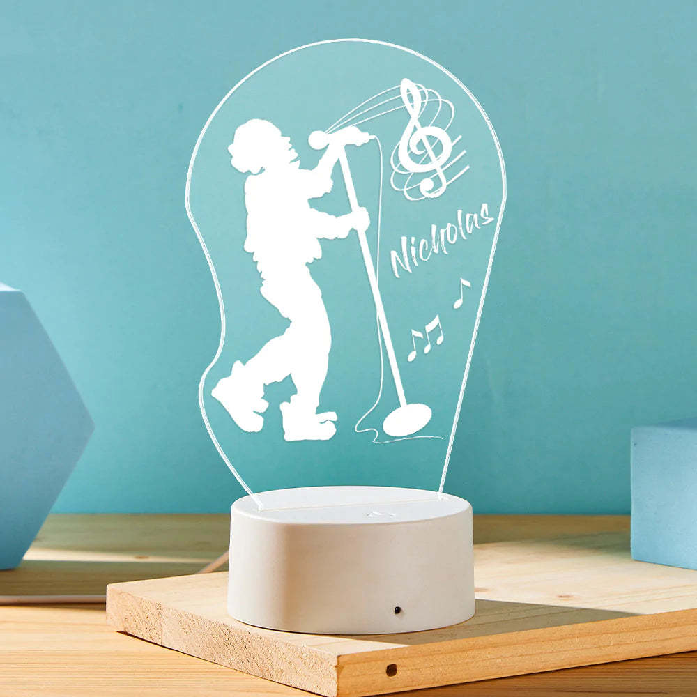 Custom Engraved LED Night Light Acrylic Light Up Singer Lamp Gift for Her - photomoonlampau