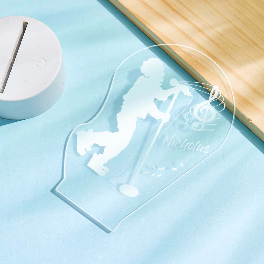 Custom Engraved LED Night Light Acrylic Light Up Singer Lamp Gift for Her - photomoonlampau