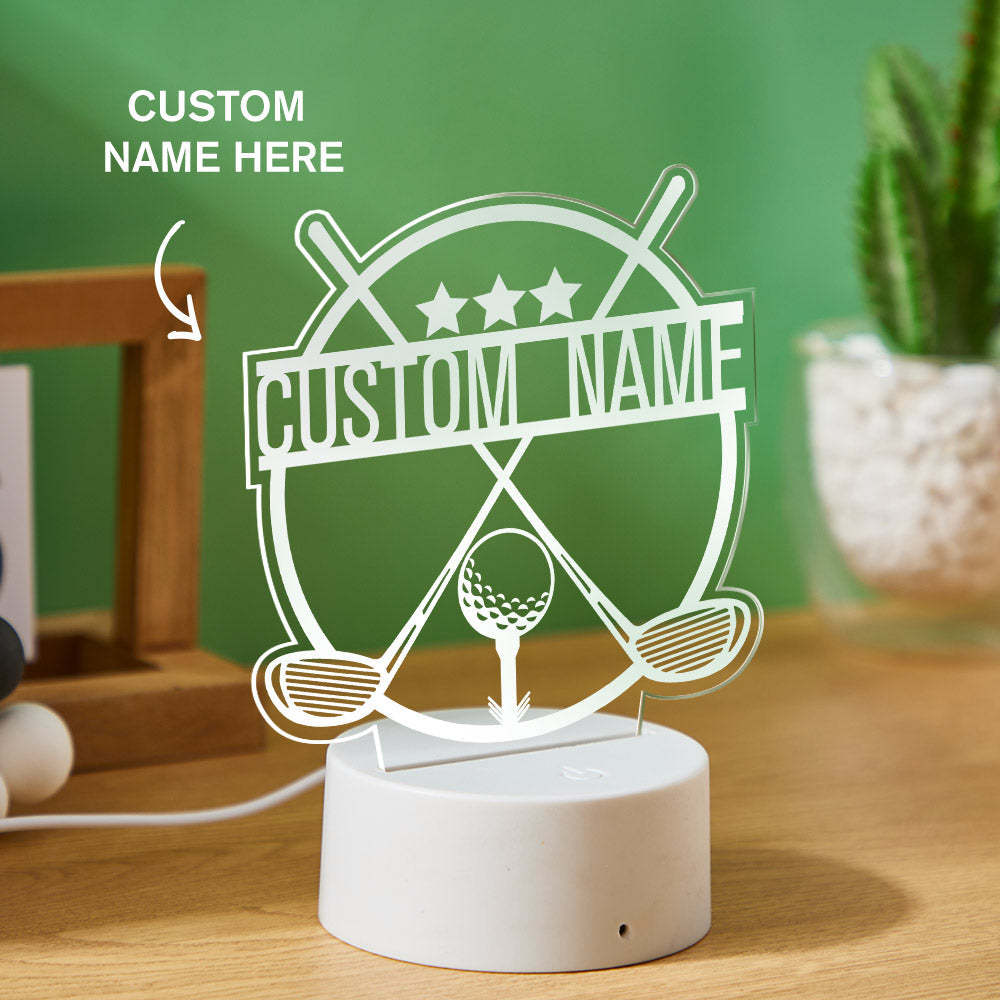 Personalised Name Seven-Color Night Light Golf Style Lamp Gifts For Boys - photomoonlampau