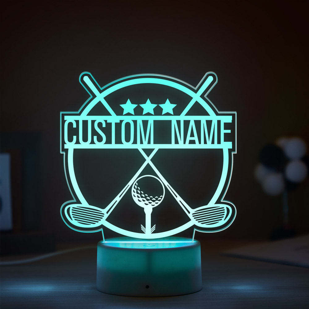 Personalised Name Seven-Color Night Light Golf Style Lamp Gifts For Boys - photomoonlampau