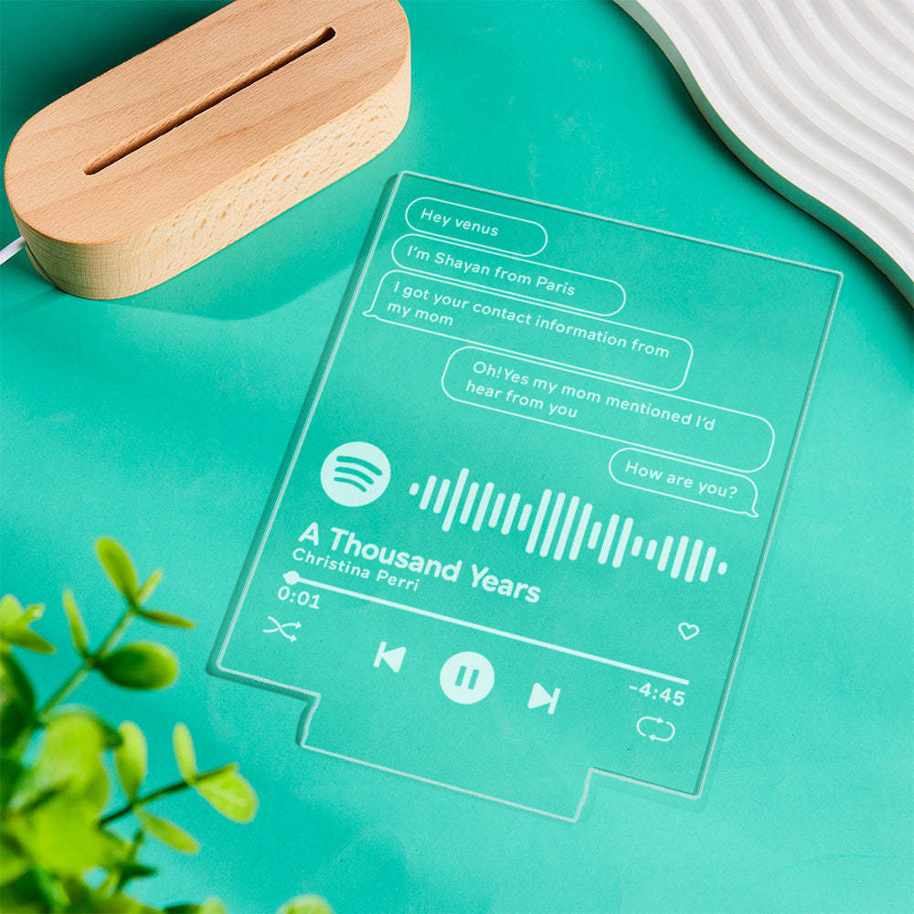 Custom Message Music Plaque Lamp Scannable Spotify Code Colorful Night Light Valentine's Day Gift - photomoonlampau