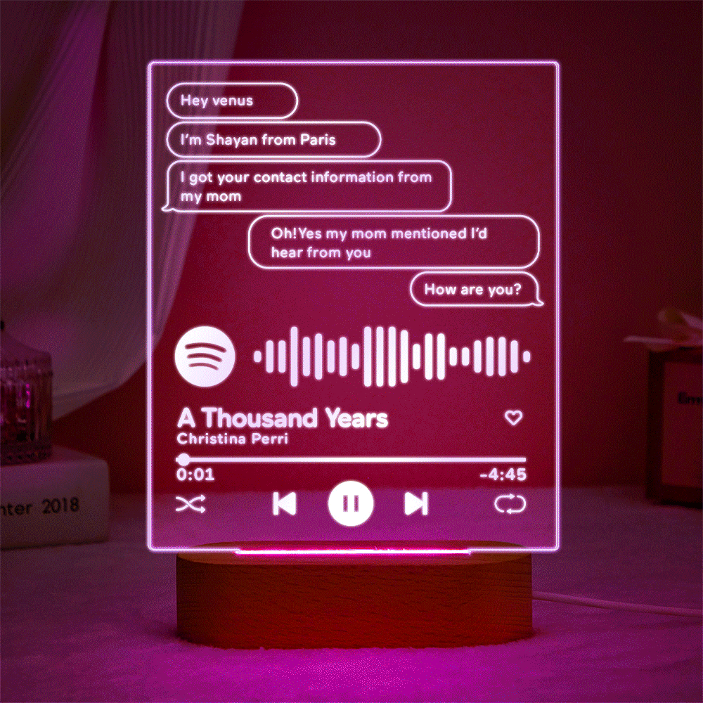 Custom Message Music Plaque Lamp Scannable Spotify Code Colorful Night Light Valentine's Day Gift - photomoonlampau