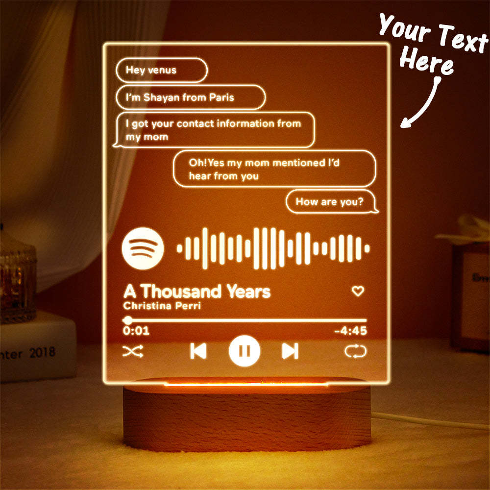 Custom Message Music Plaque Lamp Scannable Spotify Code Colorful Night Light Valentine's Day Gift - photomoonlampau