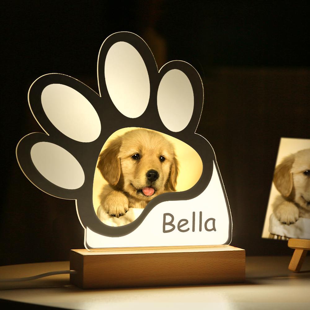 Personalised Paw Print Night Light Pet Photo Lamps