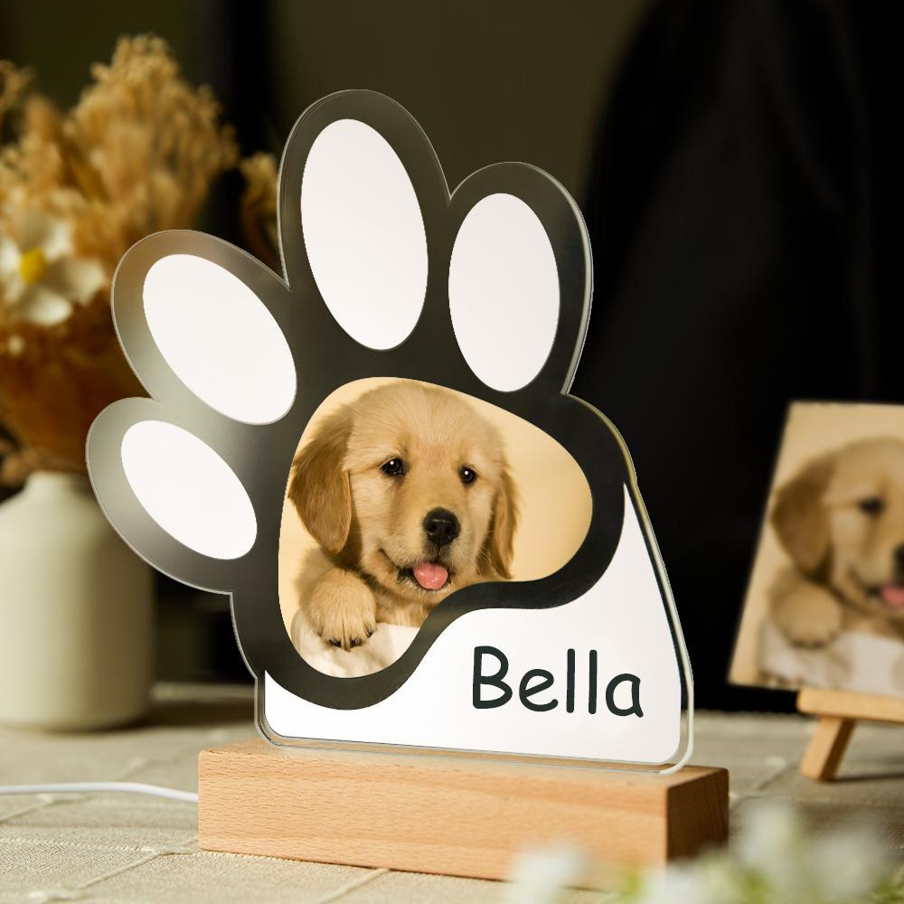 Personalised Paw Print Night Light Pet Photo Lamps