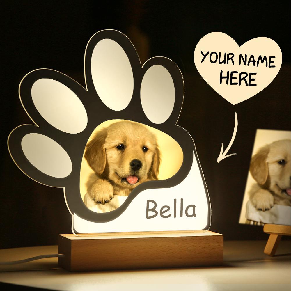 Personalised Paw Print Night Light Pet Photo Lamps