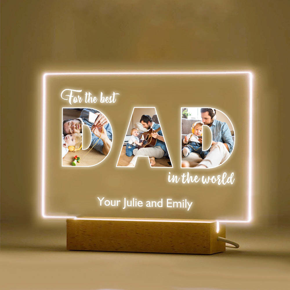 Custom Father's Day Night Light Personalized Photo Acrylic Lamp Gifts for Dad - photomoonlampau