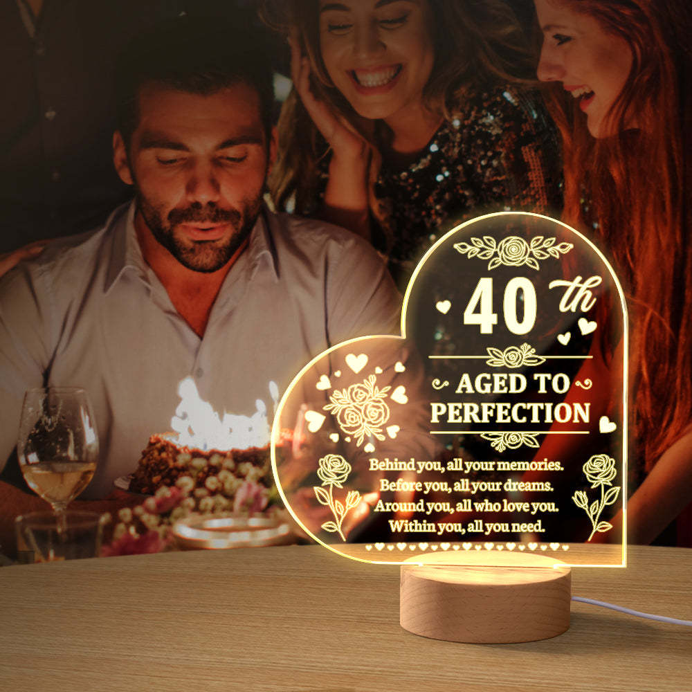 Personalised Birthday Night Light Heart Shaped Acrylic Lamp Gifts for Friends or Family - photomoonlampau