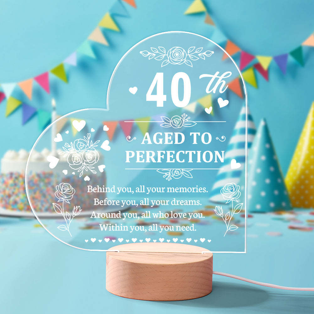 Personalised Birthday Night Light Heart Shaped Acrylic Lamp Gifts for Friends or Family - photomoonlampau