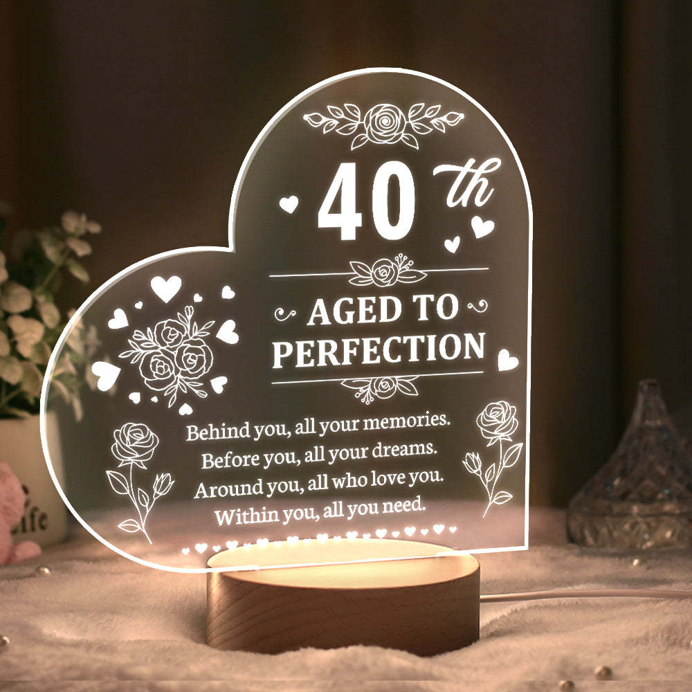 Personalised Birthday Night Light Heart Shaped Acrylic Lamp Gifts for Friends or Family - photomoonlampau