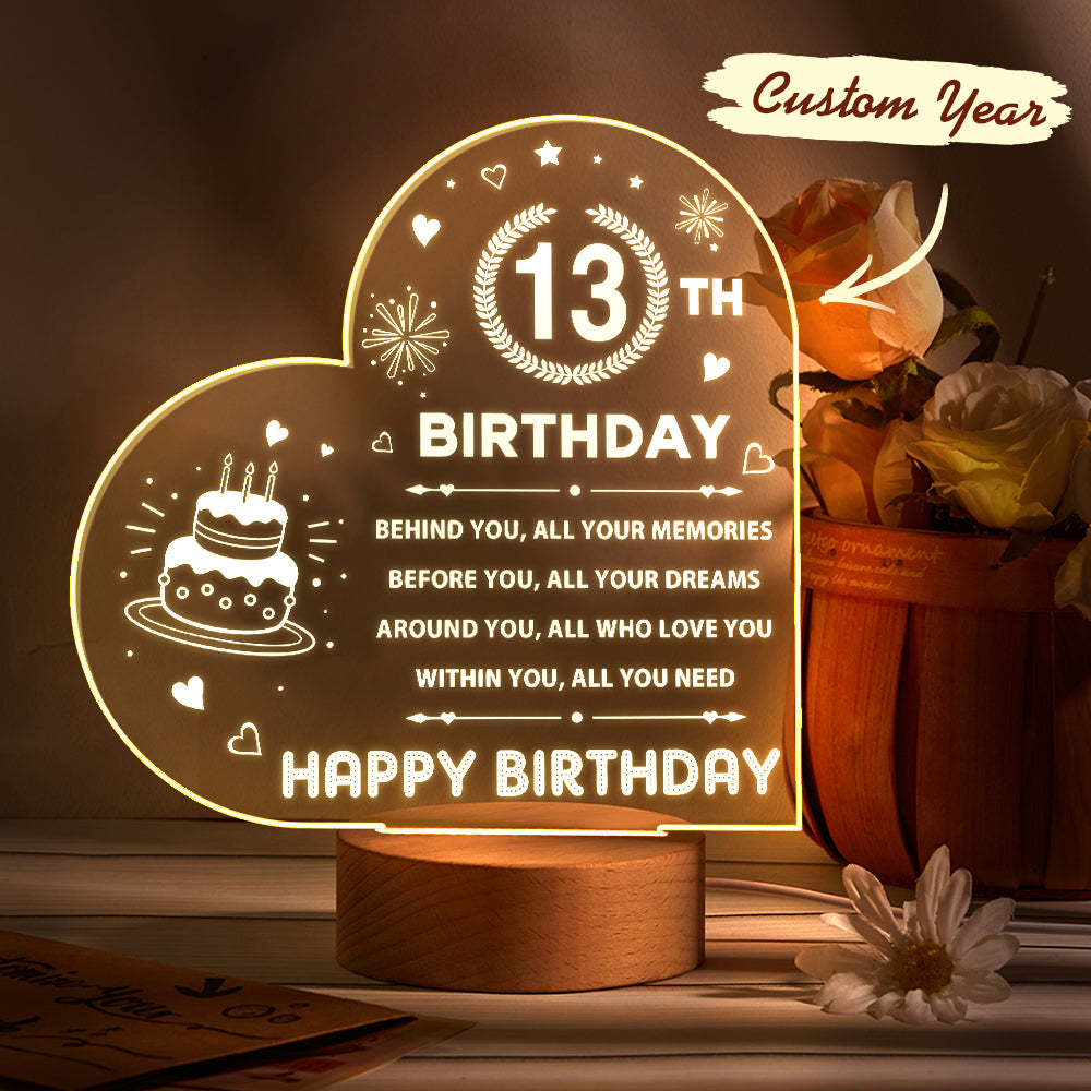 Personalised Night Light Custom Acrylic Lamp Birthday Gifts for Friends or Family - photomoonlampau