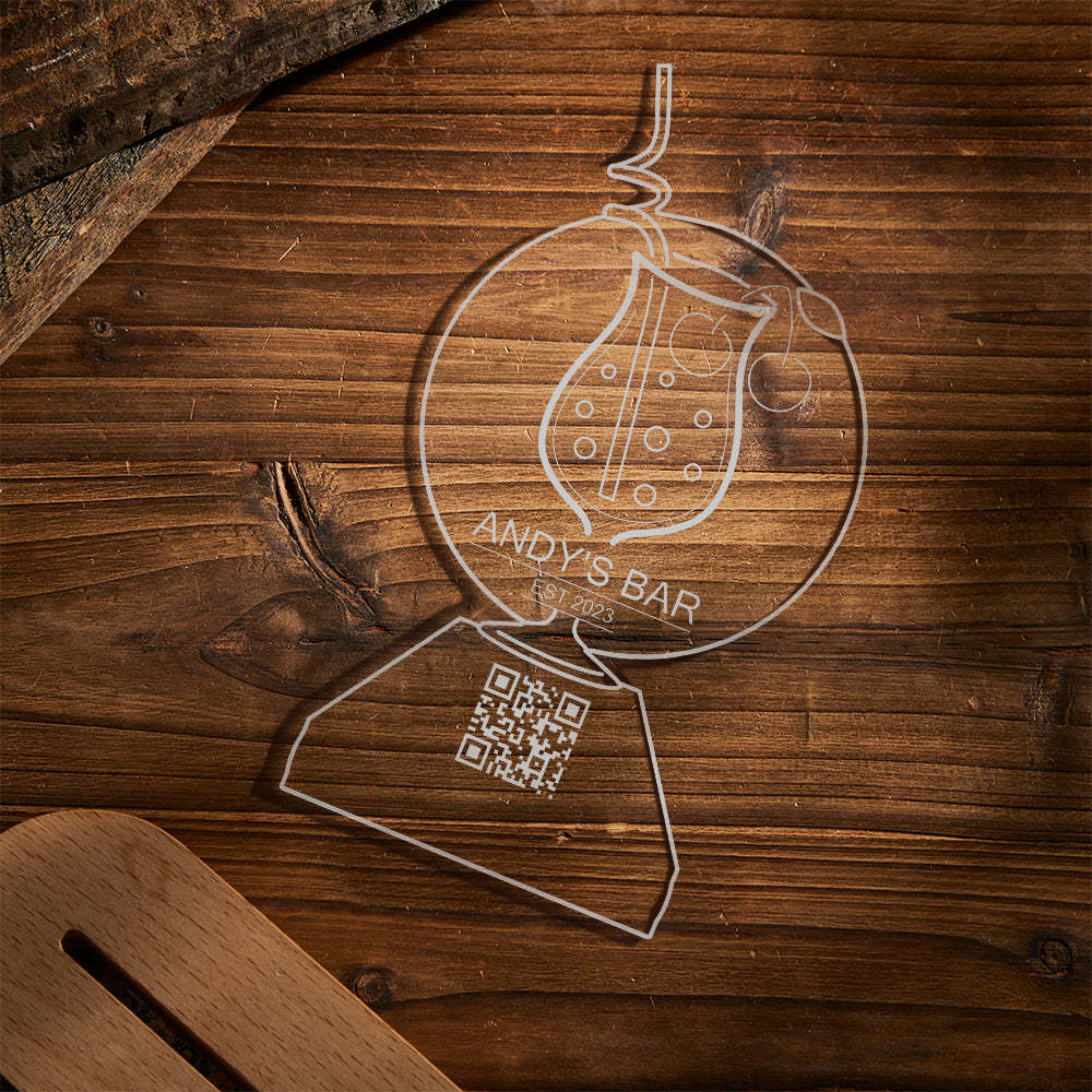Personalized Qr Code Cherry Juice Night Light 7 Colors Acrylic 3D Lamp Father's Day Gifts - photomoonlampau
