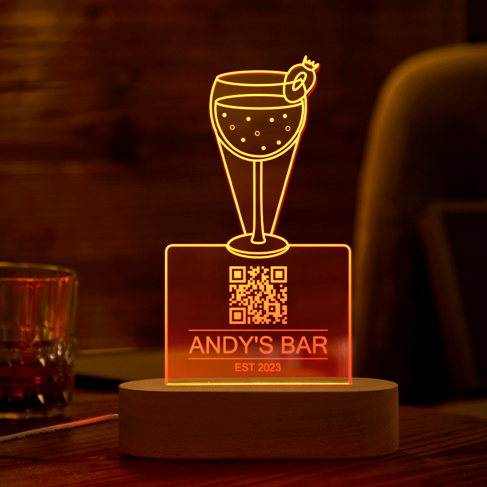 Personalized Qr Code Strawberry Juice Night Light 7 Colors Acrylic 3D Lamp Father's Day Gifts - photomoonlampau