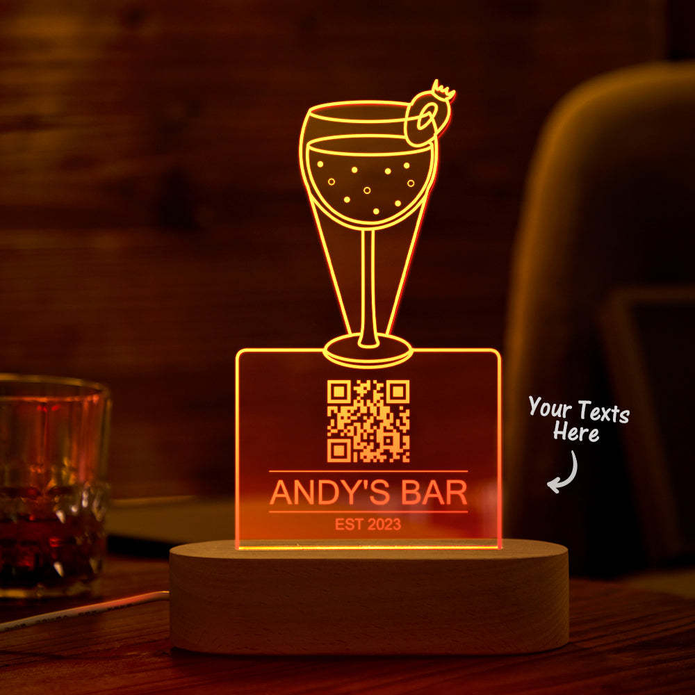 Personalized Qr Code Strawberry Juice Night Light 7 Colors Acrylic 3D Lamp Father's Day Gifts - photomoonlampau