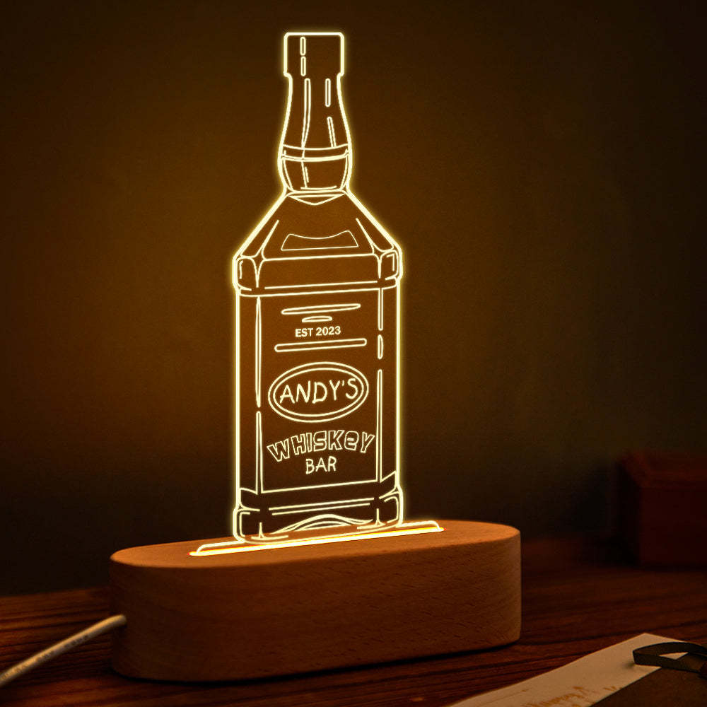 Personalized Liquor Night Light 7 Colors Acrylic Wine 3D Lamp Father's Day Gifts - photomoonlampau