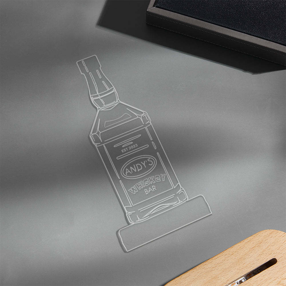 Personalized Liquor Night Light 7 Colors Acrylic Wine 3D Lamp Father's Day Gifts - photomoonlampau