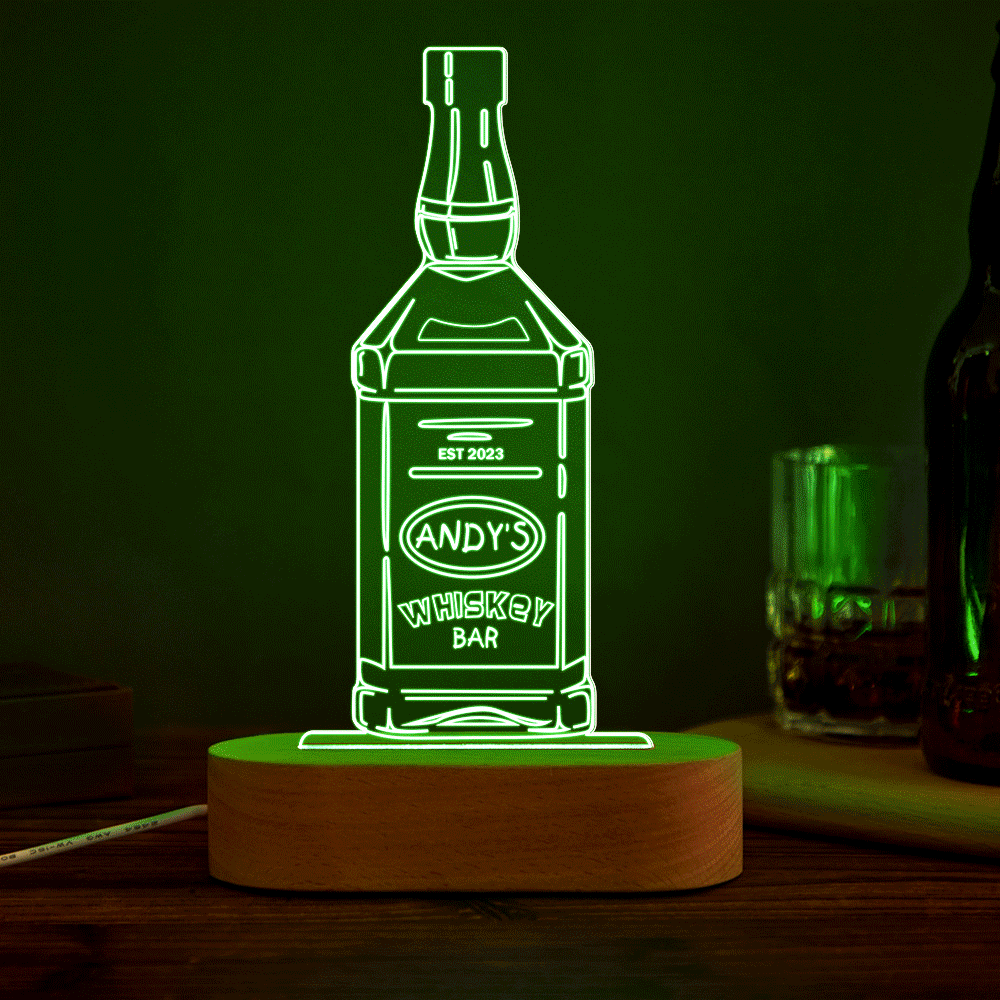 Personalized Liquor Night Light 7 Colors Acrylic Wine 3D Lamp Father's Day Gifts - photomoonlampau