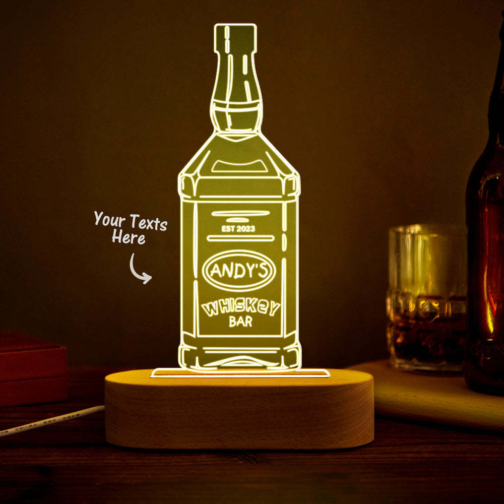 Personalized Liquor Night Light 7 Colors Acrylic Wine 3D Lamp Father's Day Gifts - photomoonlampau