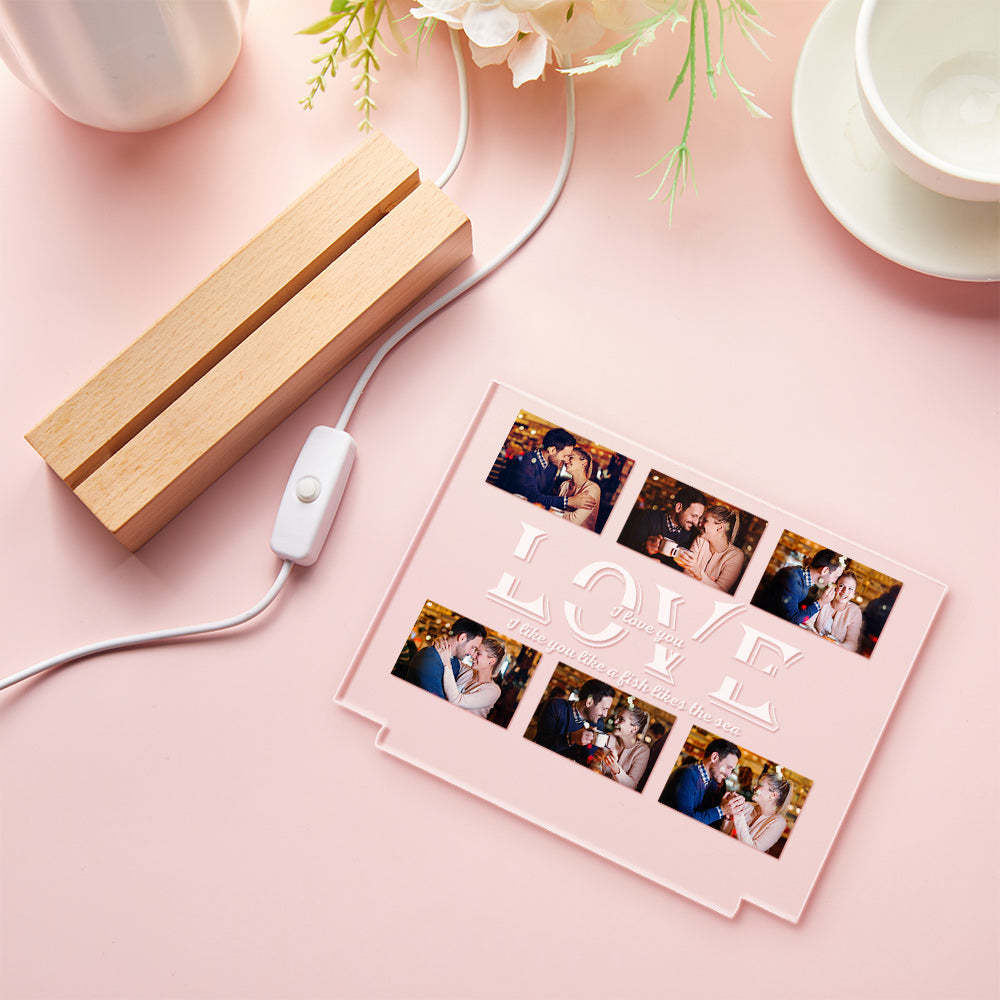Personalized Name Led Night Light Customized Photo Lamp Gift for Her Anniversary Birthday Gifts - photomoonlampau