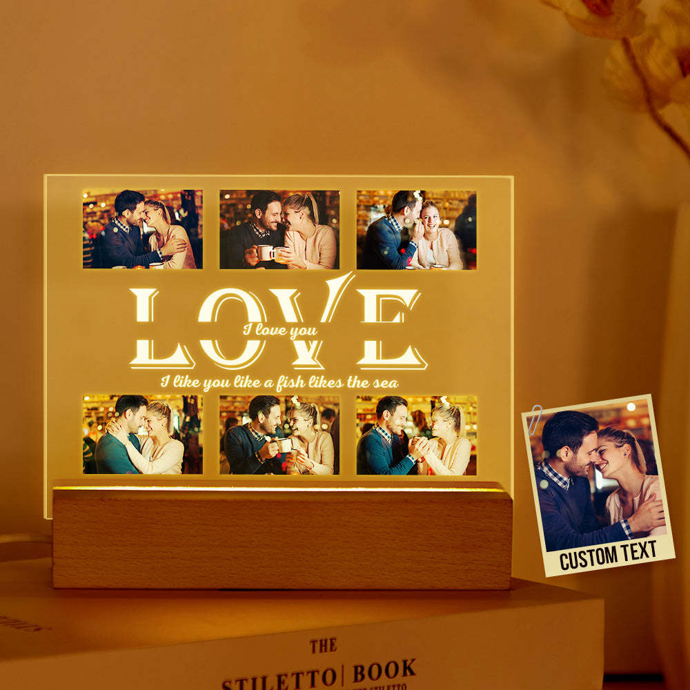 Personalized Name Led Night Light Customized Photo Lamp Gift for Her Anniversary Birthday Gifts - photomoonlampau