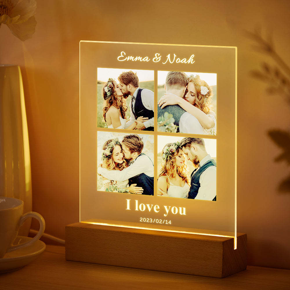 Custom Couples Photo Lamp Personalized Name For Anniversary Gift - photomoonlampau
