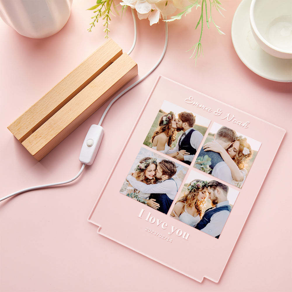 Custom Couples Photo Lamp Personalized Name For Anniversary Gift - photomoonlampau