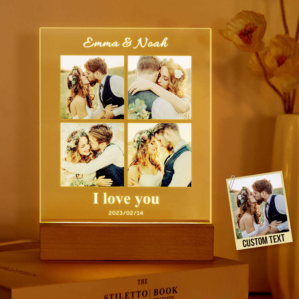 Custom Couples Photo Lamp Personalized Name For Anniversary Gift - photomoonlampau