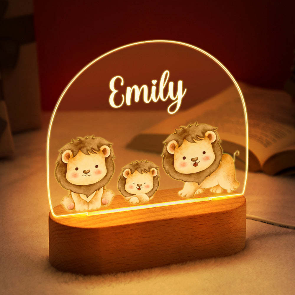 Personalized Name Cute Lion Night Light Custom Name Nursery Room Lamp Gift For Kids - photomoonlampau