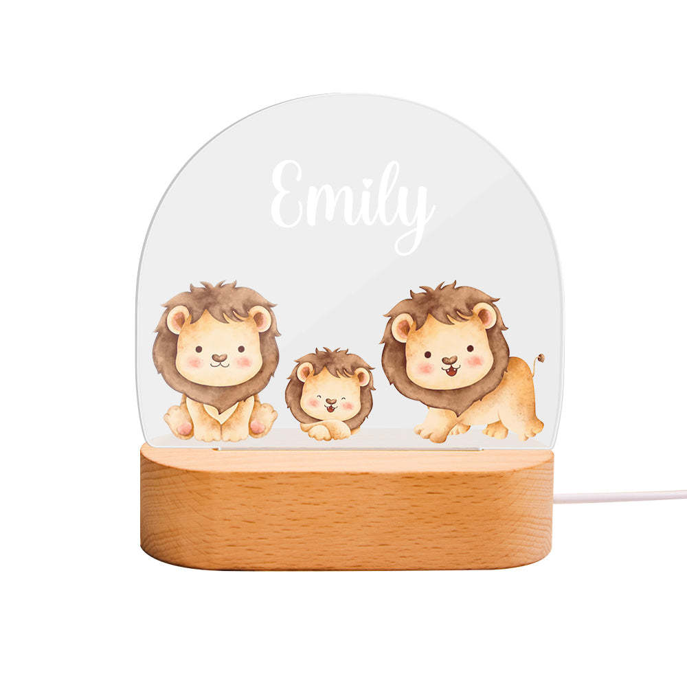 Personalized Name Cute Lion Night Light Custom Name Nursery Room Lamp Gift For Kids - photomoonlampau