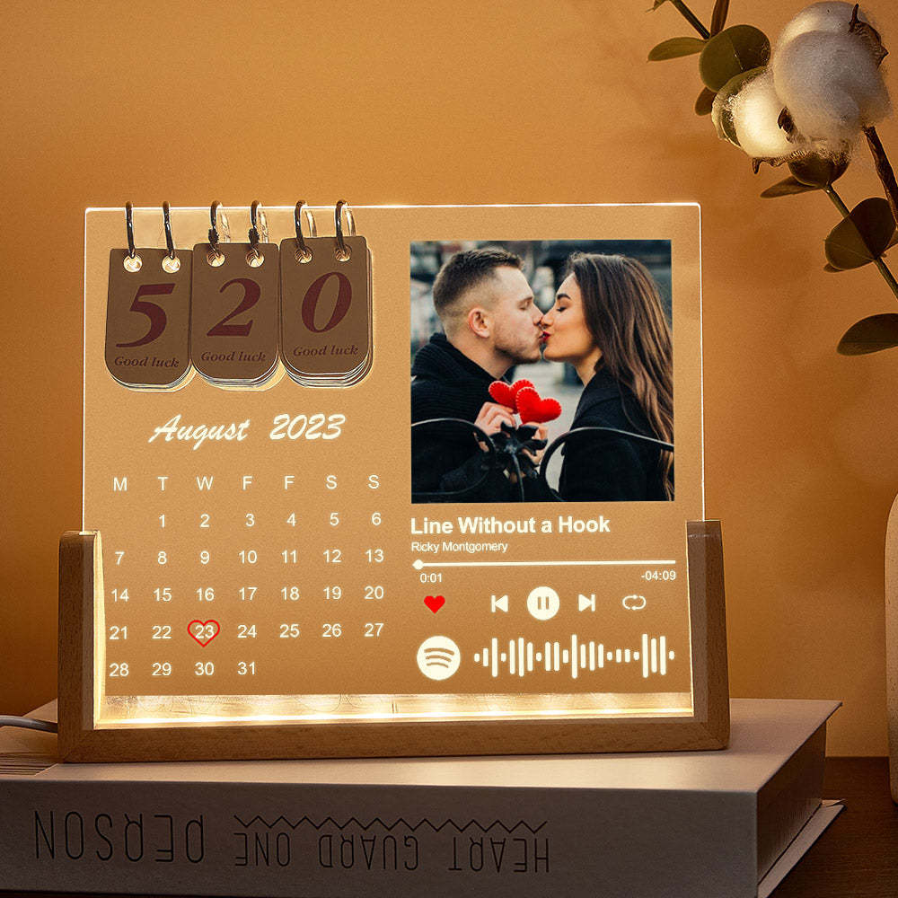 Custom Spotify Code Lamp Personalized Countdown Calendar Night Light - photomoonlampau