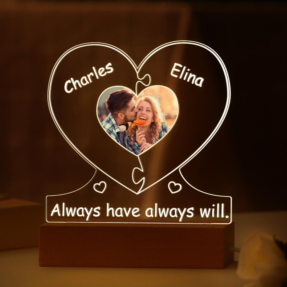Custom Family Photo Light Named Puzzle Lamp Gifts for DAD Mom Personalised Night Light