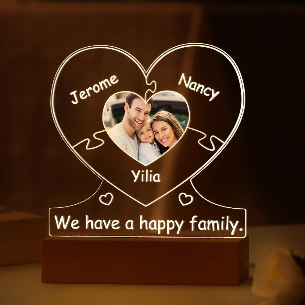 Custom Family Photo Light Named Puzzle Lamp Gifts for DAD Mom Personalised Night Light