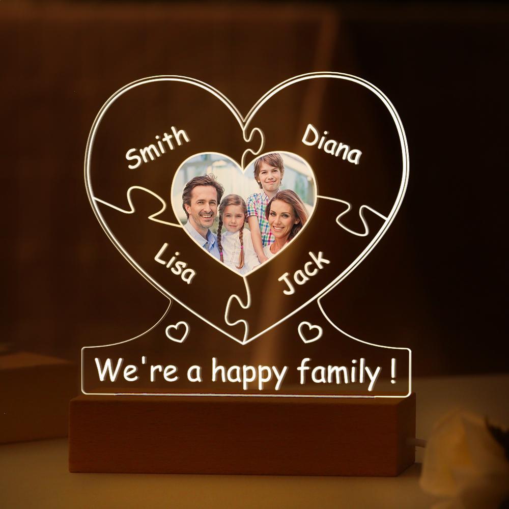 Custom Family Photo Light Named Puzzle Lamp Gifts for DAD Mom Personalised Night Light