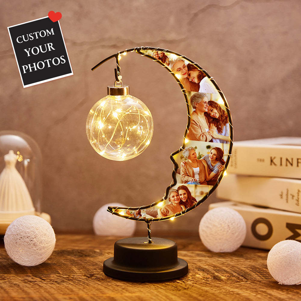 Personalised Photo Moon Light Mother's Day Gift Custom Moon Light with 6 Photo Love Gift for Couples Friends Family