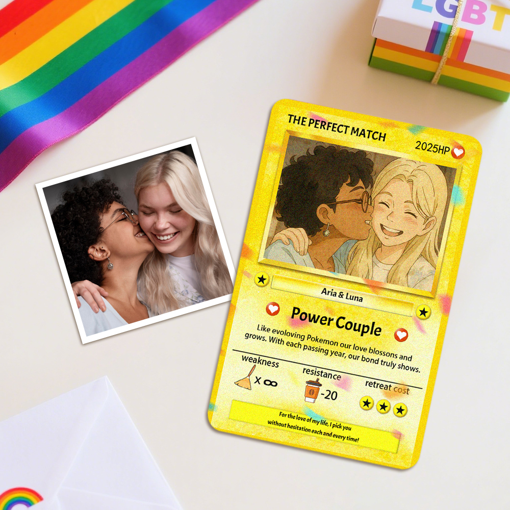 Custom Couple Trading Card Personalized Photo Art Boyfriend Gift Anniversary Wallet Keepsake - photomoonlampau