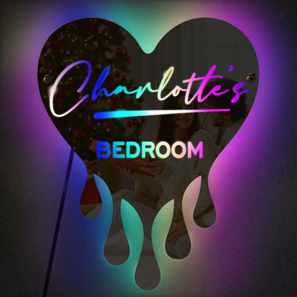 Personalized Melting Heart Name Mirror Light Couple Christmas Gift - photomoonlamp