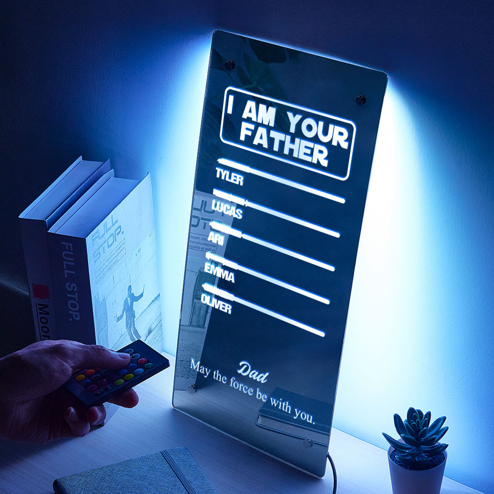 Father's Day I Am Their Father Lightsaber Mirror Lamp Gift for Dad - MyMoonLampAu