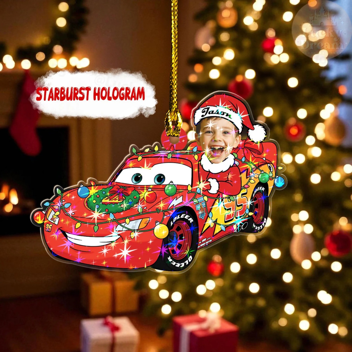 Personalized Disney Cars Acrylic Christmas Ornament for Kids,Kids Name Christmas Ornament,Custom Photo Character Lightning McQueen Tow Mater - photomoonlampau
