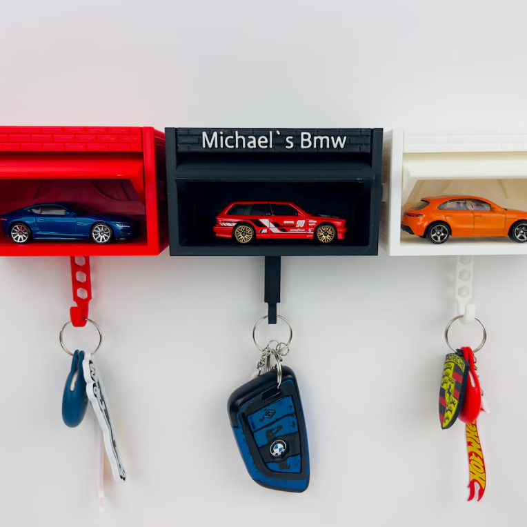 Mini Garage Key Holder for 1:64 Scale Cars Wall Mount Display Gift for Car Lovers - photomoonlampau