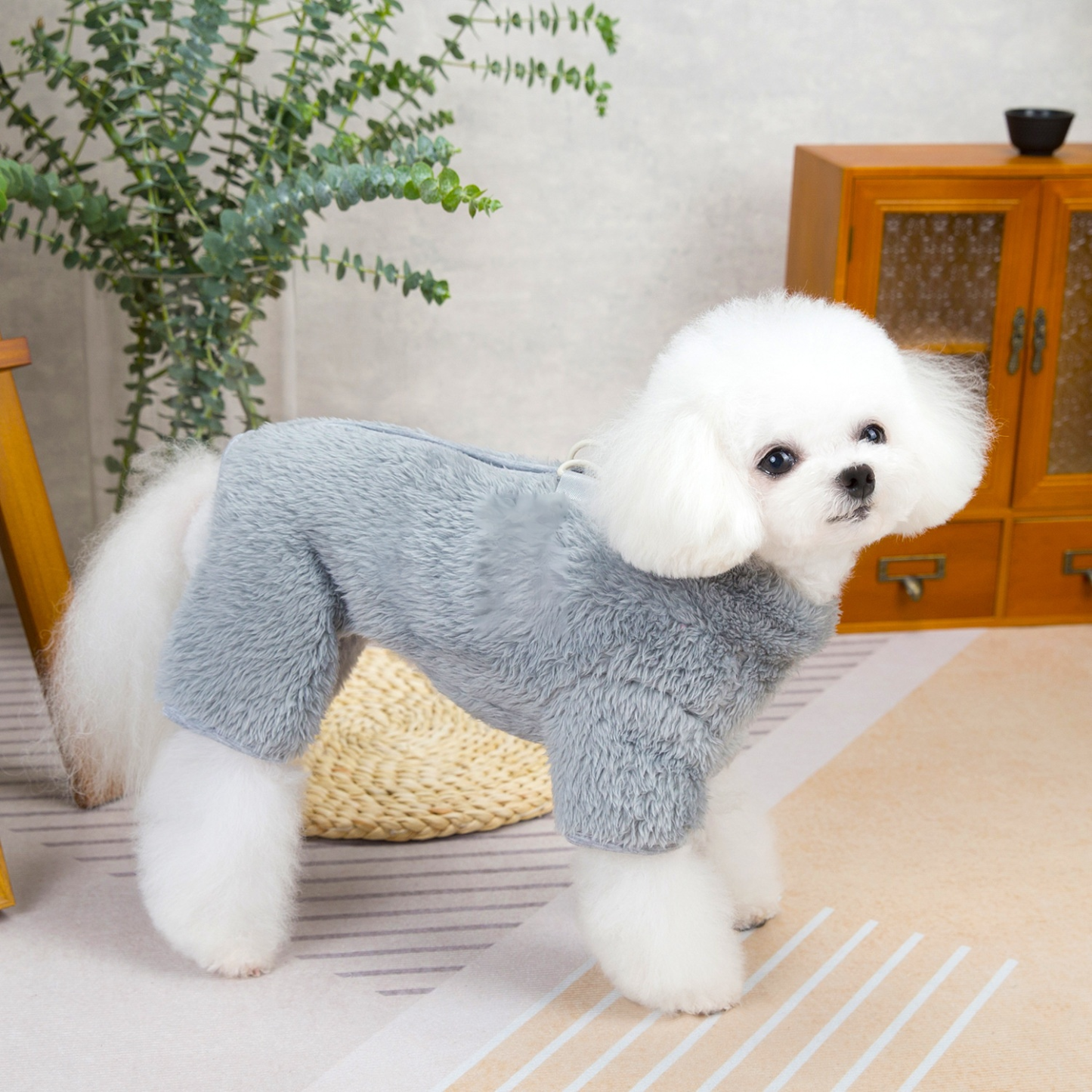 ふわふわフリースジッパー開閉ペットウェア