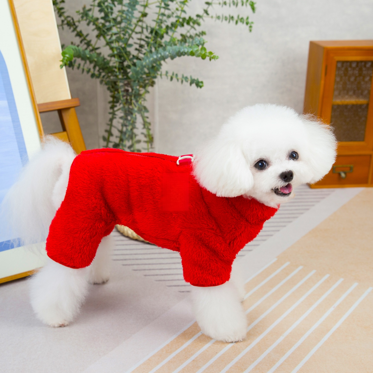 ふわふわフリースジッパー開閉ペットウェア