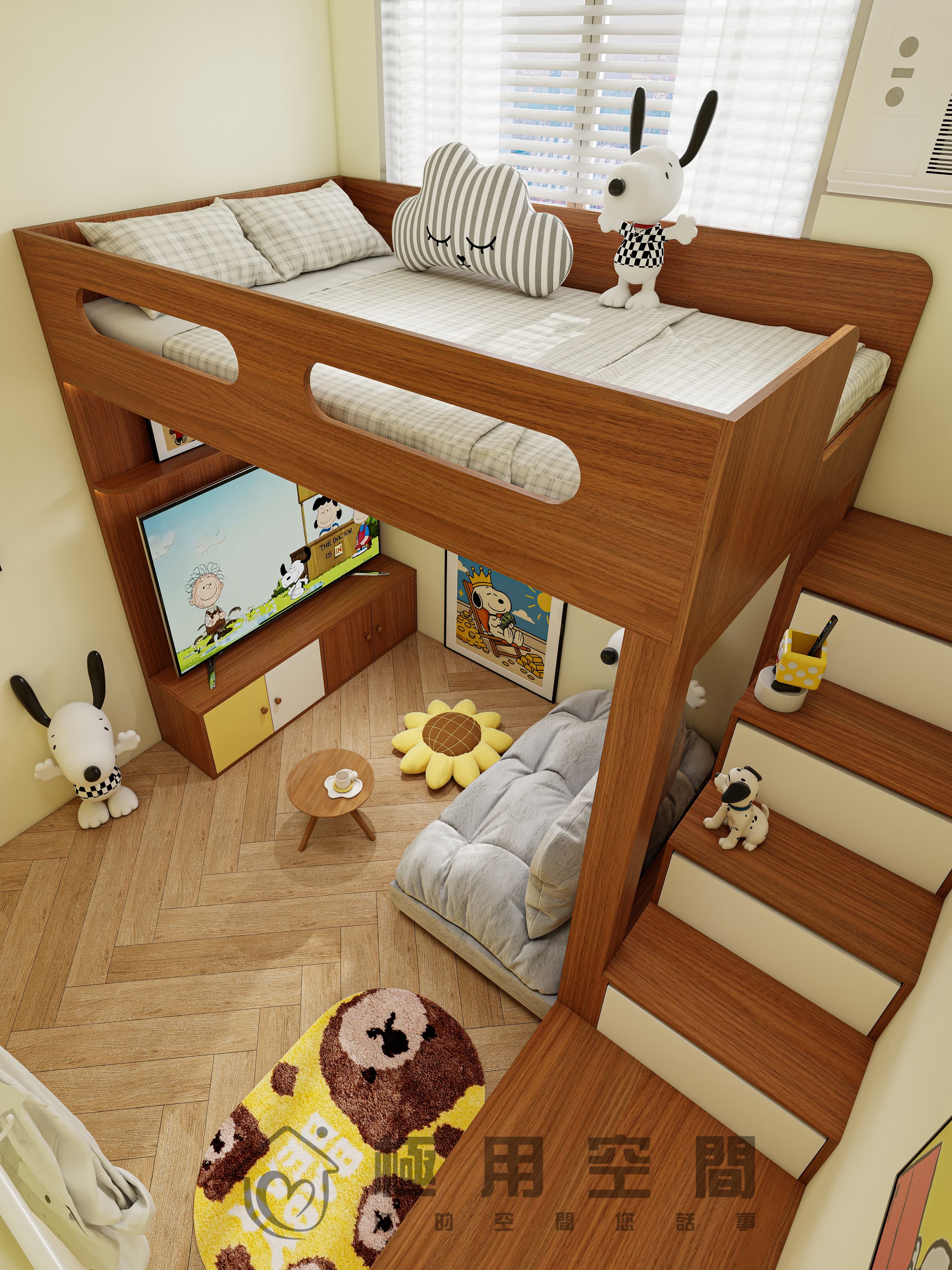 【兒童房38】史努比主題-深木色