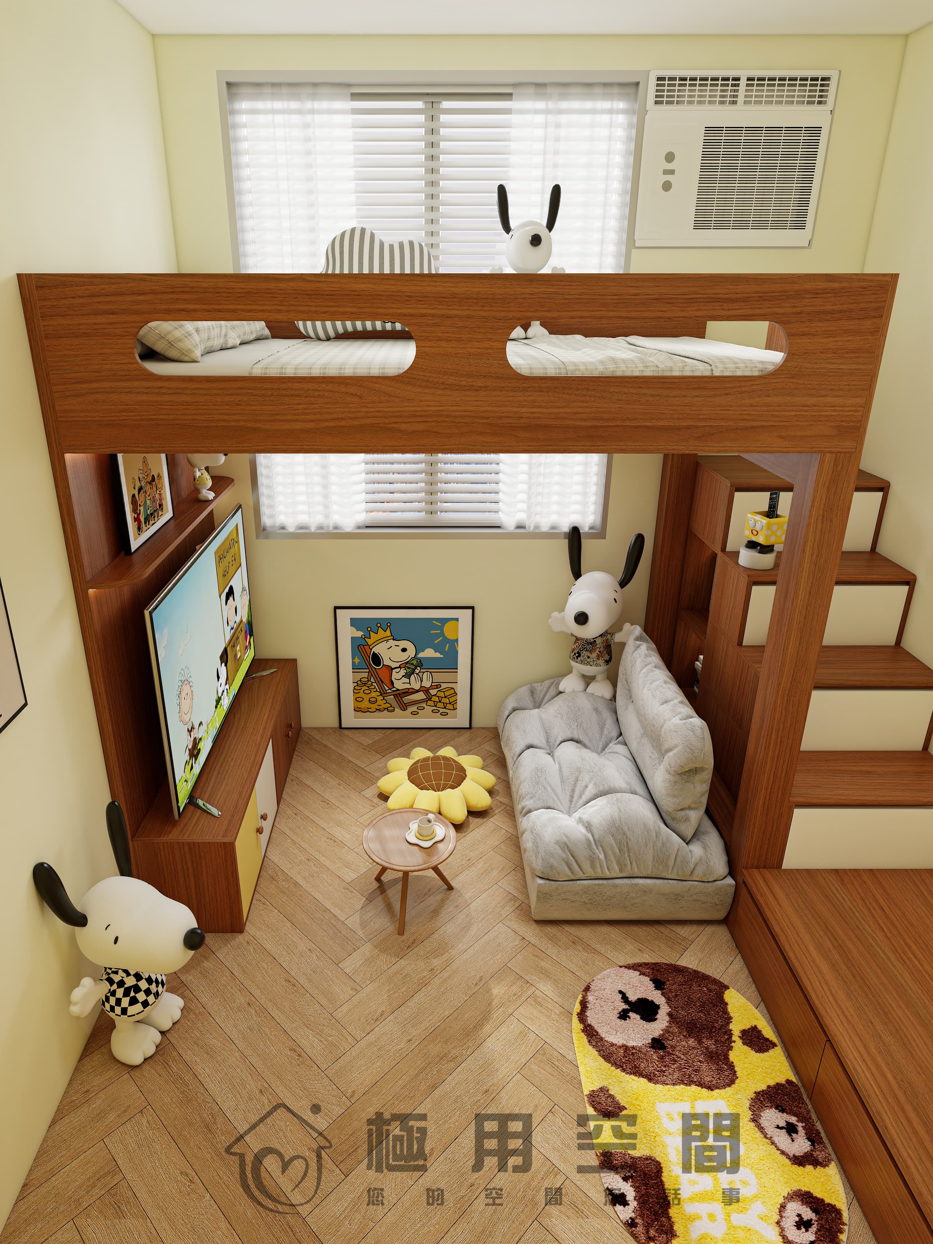 【兒童房38】史努比主題-深木色